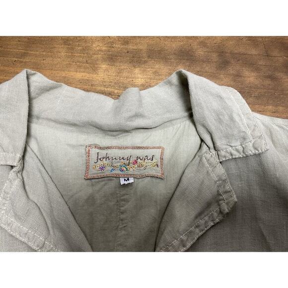 Johnny Was Blazer Jacket Sage Green Linen Size Medium - Picture 3 of 13